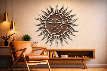 Celestial Sun Moon Wall Decor SVG