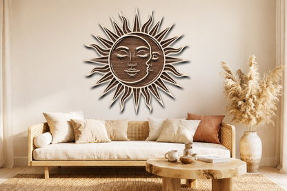 Celestial Sun Moon Wall Decor SVG
