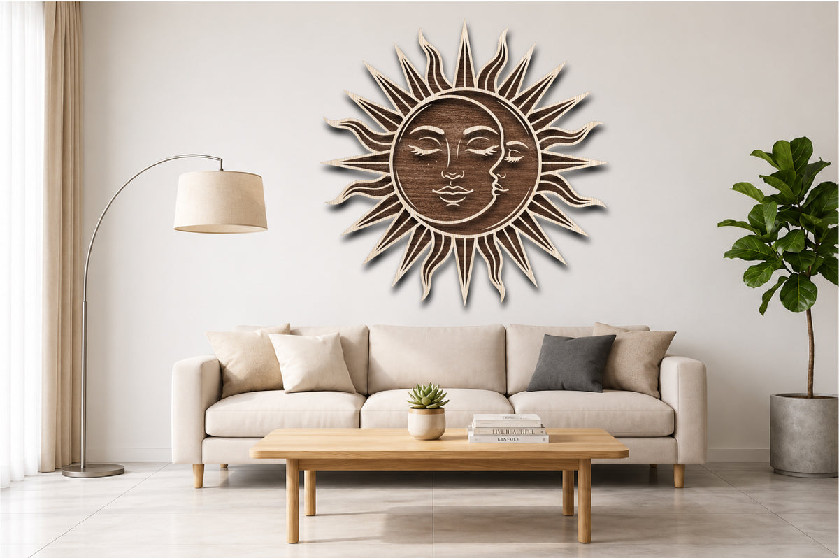 Celestial Sun Moon Wall Decor SVG