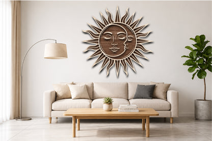 Celestial Sun Moon Wall Decor SVG