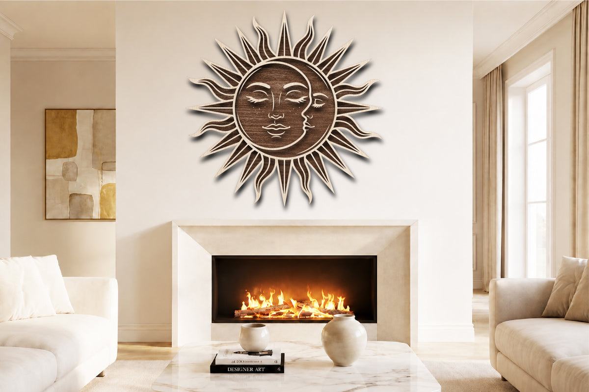 Celestial Sun Moon Wall Decor SVG