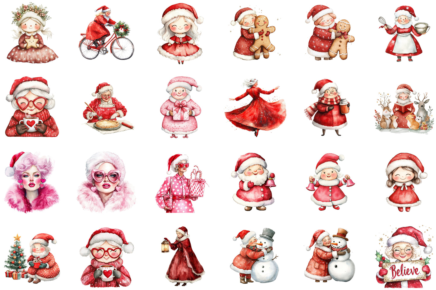 Sweet Cute Christmas Clipart Bundle 49 PNG Designs