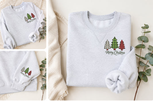 Checkered Christmas Trees Embroidery Design