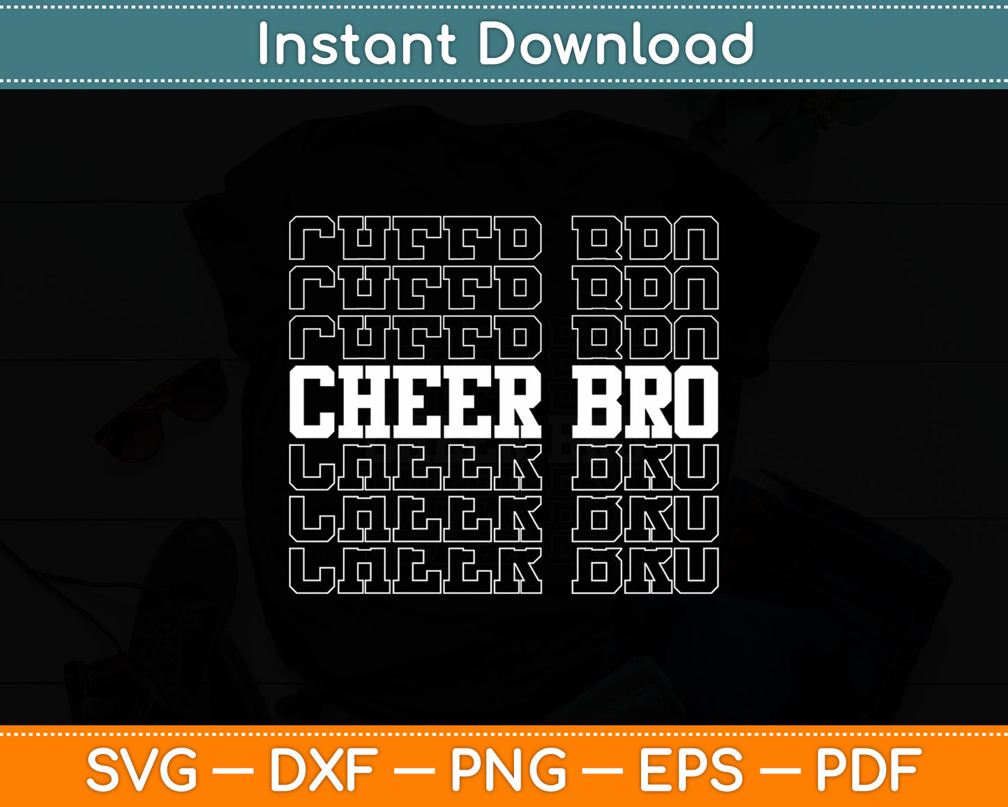 Cheer Bro Vintage Retro Brother Cheerleader Squad Svg Digital Cutting File