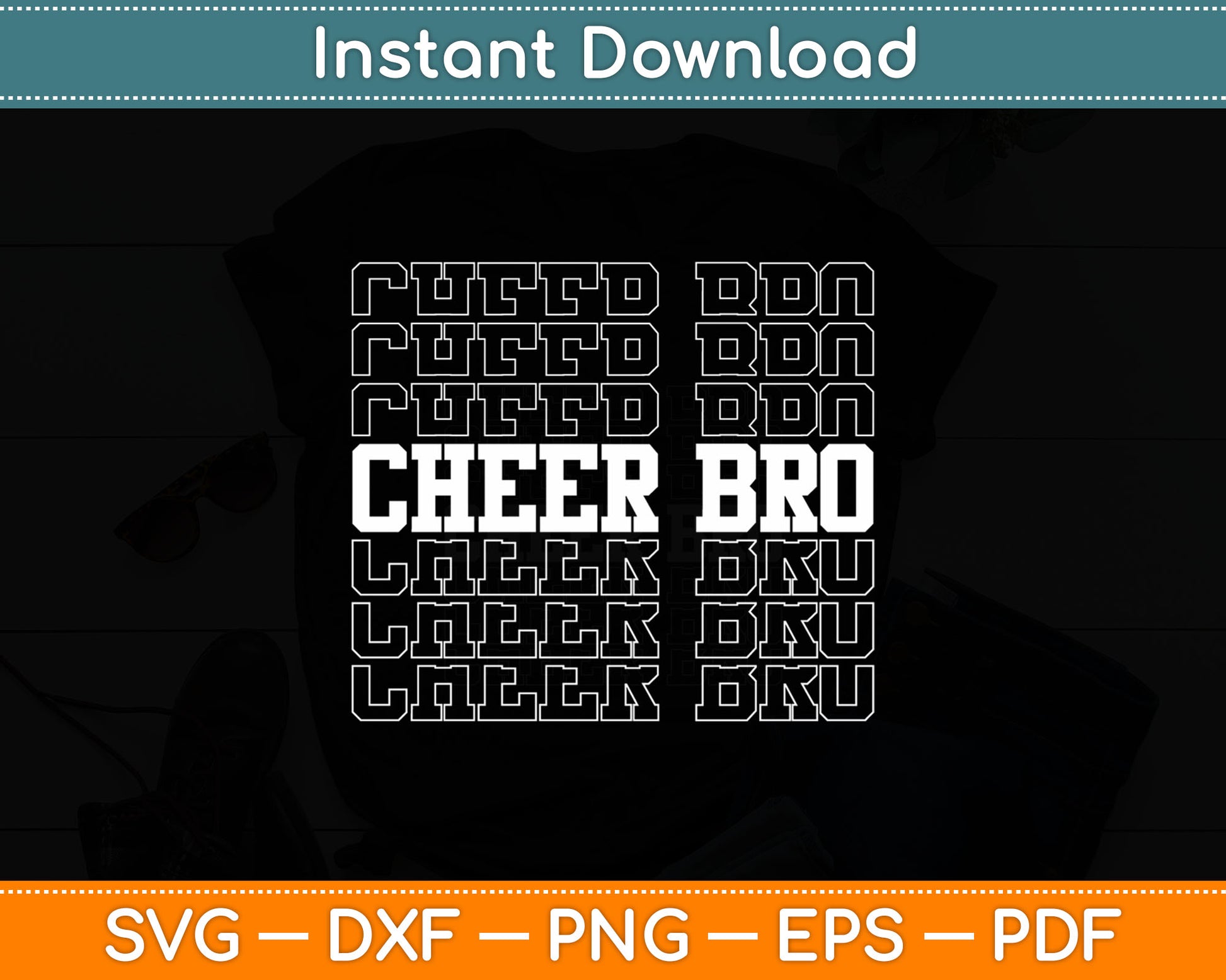Cheer Bro Vintage Retro Brother Cheerleader Squad Svg Digital Cutting File