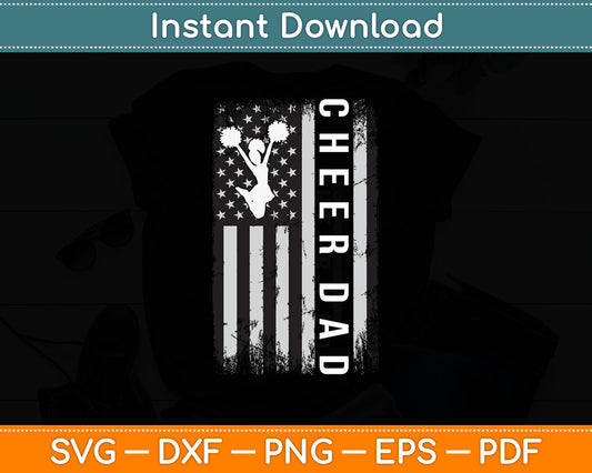 Cheer Dad Cheerleading American Flag Fathers Day Svg Digital Cutting File