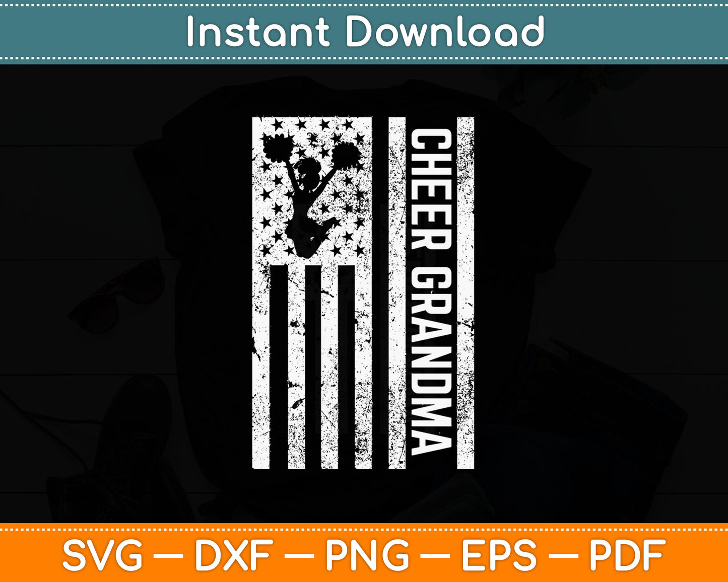 Cheer Grandma Vintage American Flag Cheerleader Squad Svg Digital Cutting File