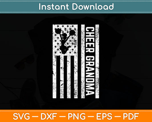 Cheer Grandma Vintage American Flag Cheerleader Squad Svg Digital Cutting File