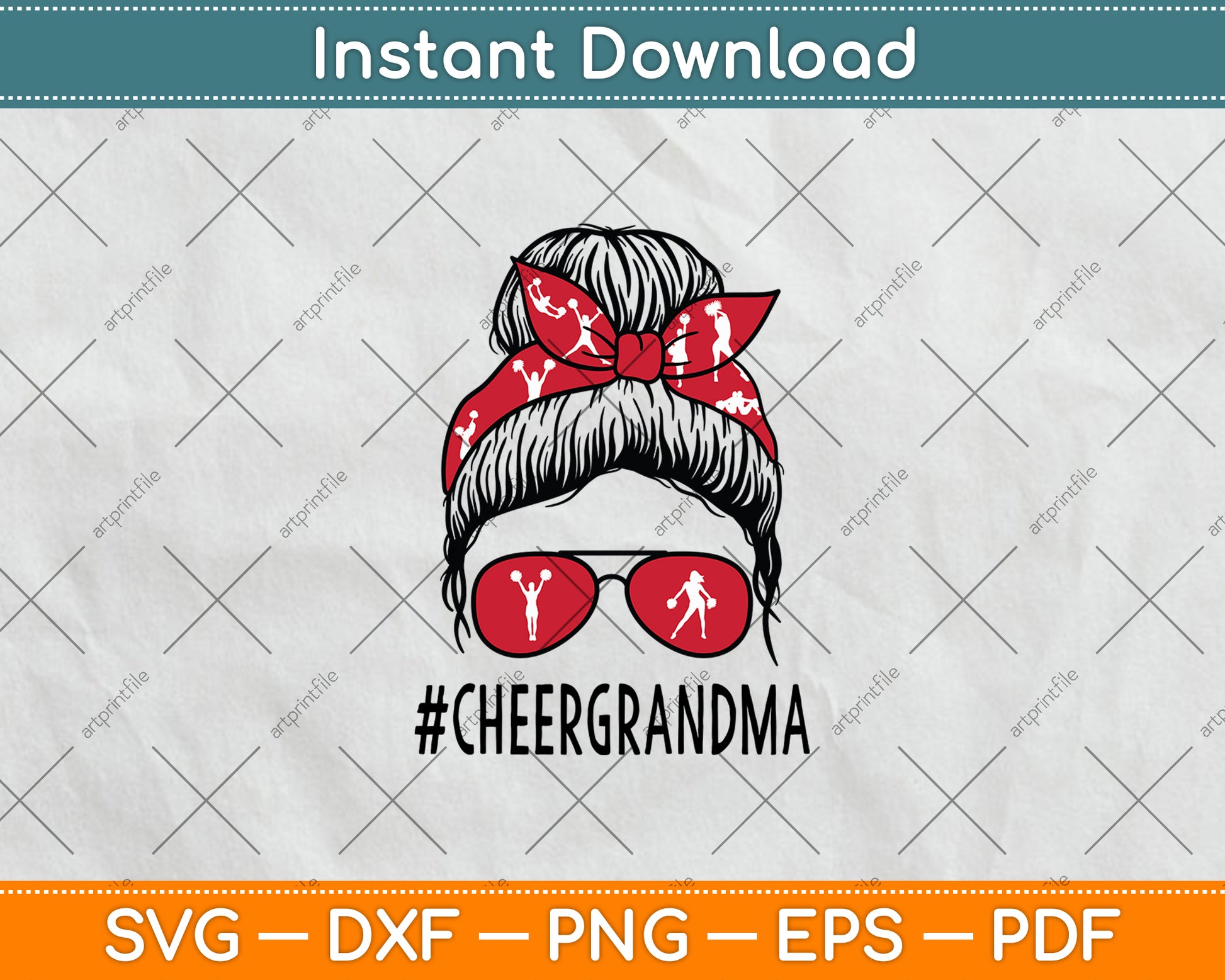 Cheer Grandma Cheerleader Grandma Life Messy Bun Mothers Day Svg Digital Cutting File