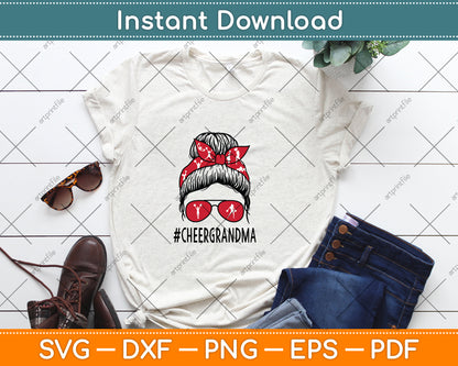 Cheer Grandma Cheerleader Grandma Life Messy Bun Mothers Day Svg Digital Cutting File