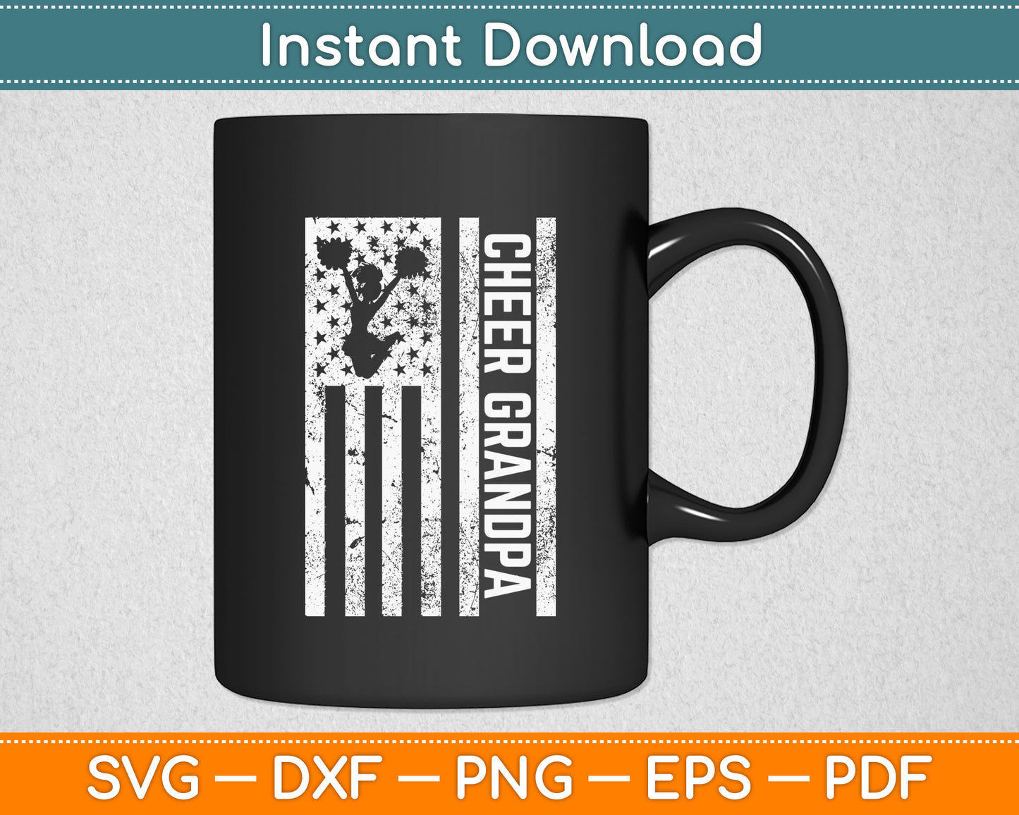 Cheer Grandpa Vintage American Flag Cheerleader Squad Svg Digital Cutting File