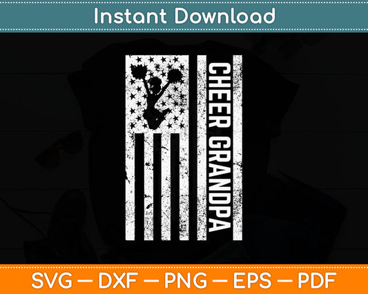Cheer Grandpa Vintage American Flag Cheerleader Squad Svg Digital Cutting File