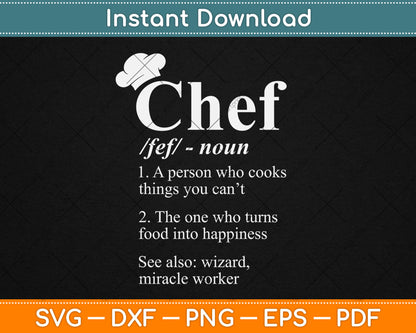 Chef Definition Fathers Day Svg Digital Cutting File