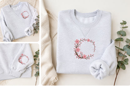 Cherry Blossom Wreath Embroidery Design