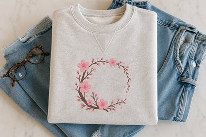 Cherry Blossom Wreath Embroidery Design