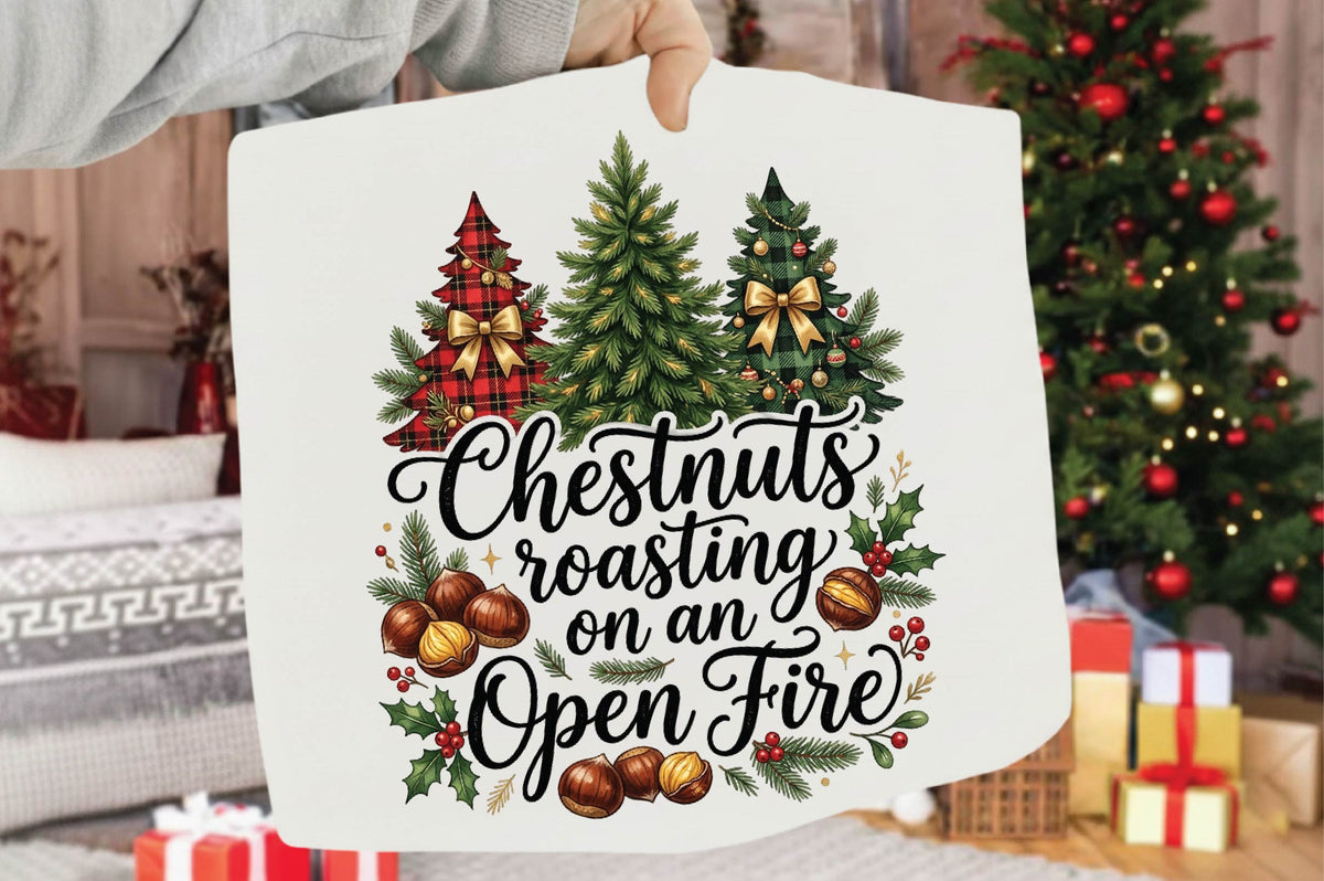 Chestnuts Roasting on an Open Fire PNG, Christmas Tree Holiday Sublimation Design, Festive Xmas Shirt