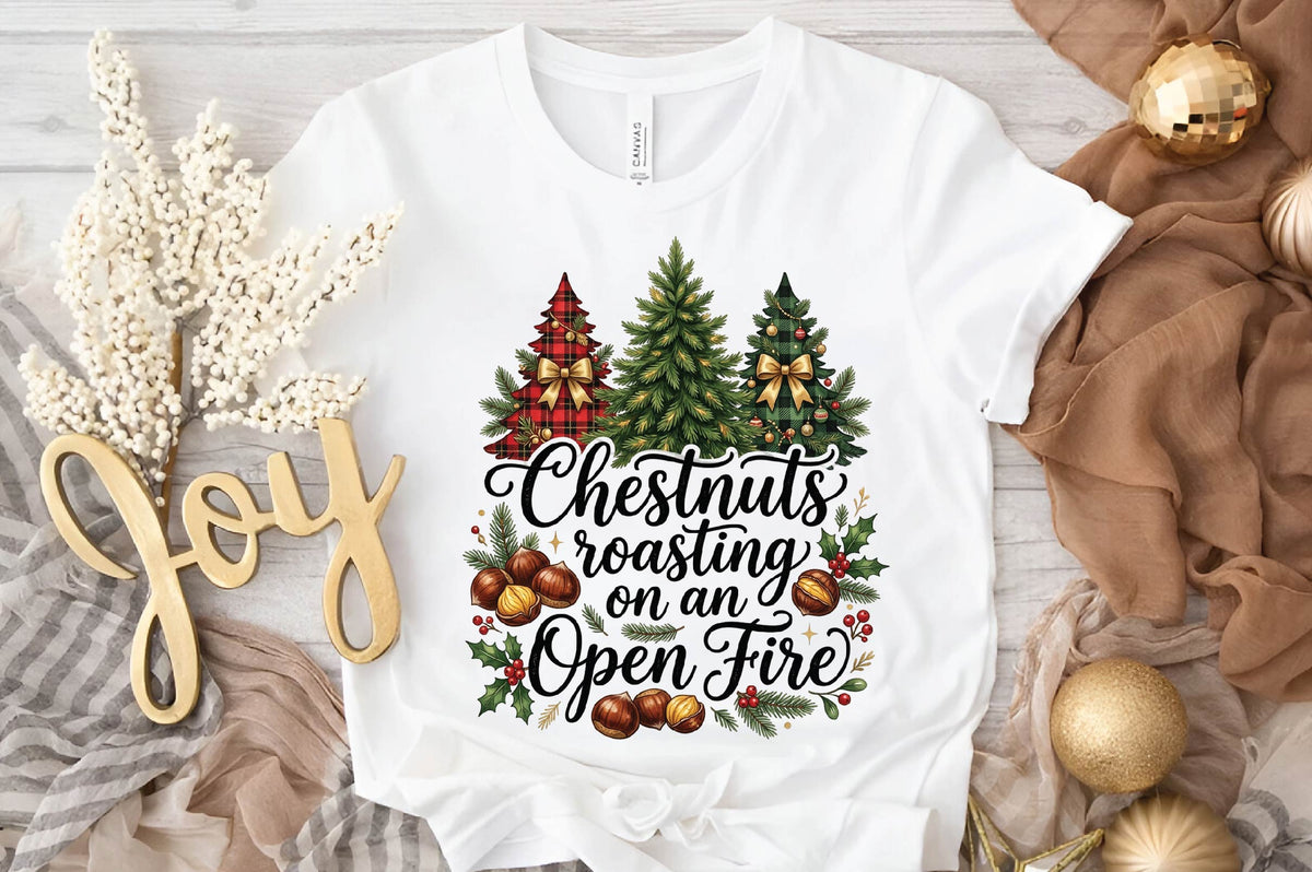 Chestnuts Roasting on an Open Fire PNG, Christmas Tree Holiday Sublimation Design, Festive Xmas Shirt