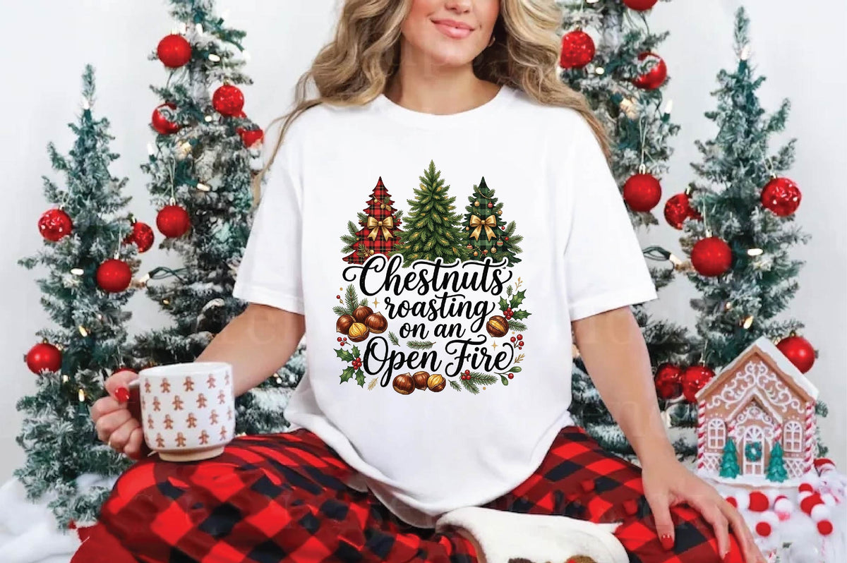 Chestnuts Roasting on an Open Fire PNG, Christmas Tree Holiday Sublimation Design, Festive Xmas Shirt