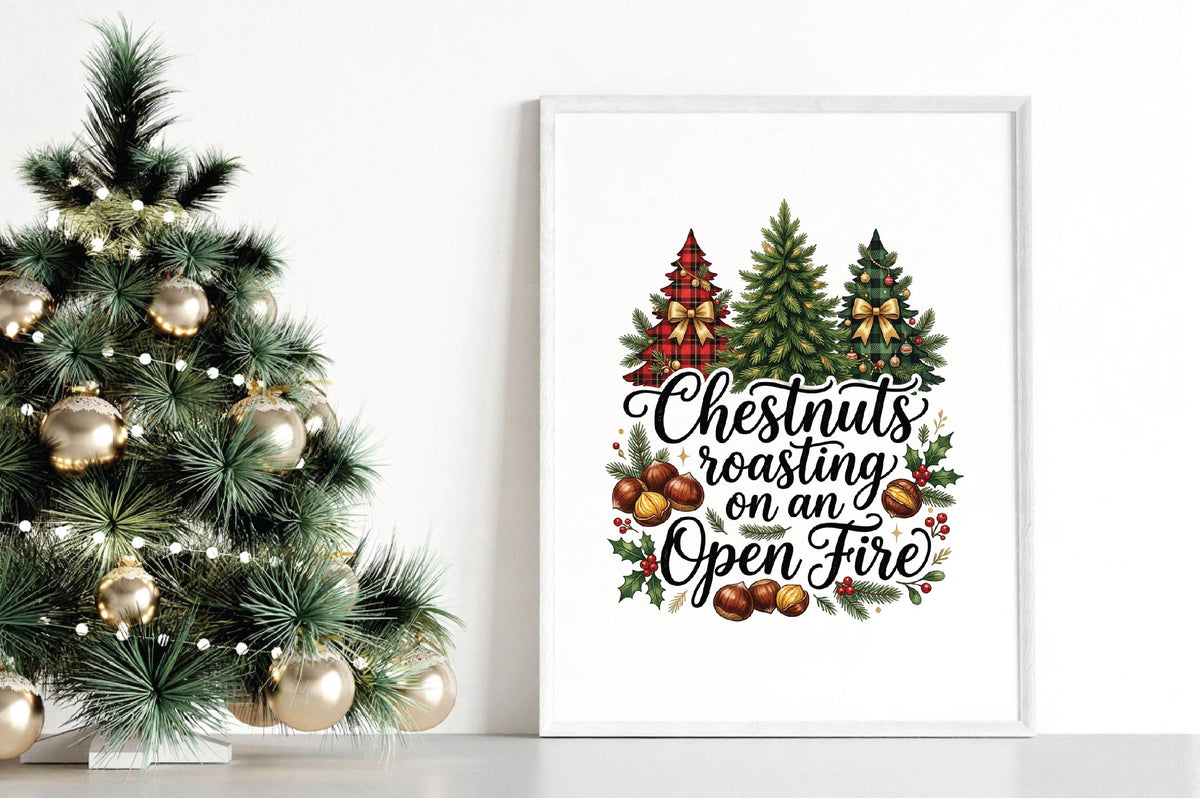 Chestnuts Roasting on an Open Fire PNG, Christmas Tree Holiday Sublimation Design, Festive Xmas Shirt