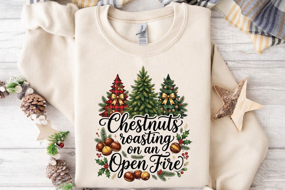 Chestnuts Roasting on an Open Fire PNG, Christmas Tree Holiday Sublimation Design, Festive Xmas Shirt