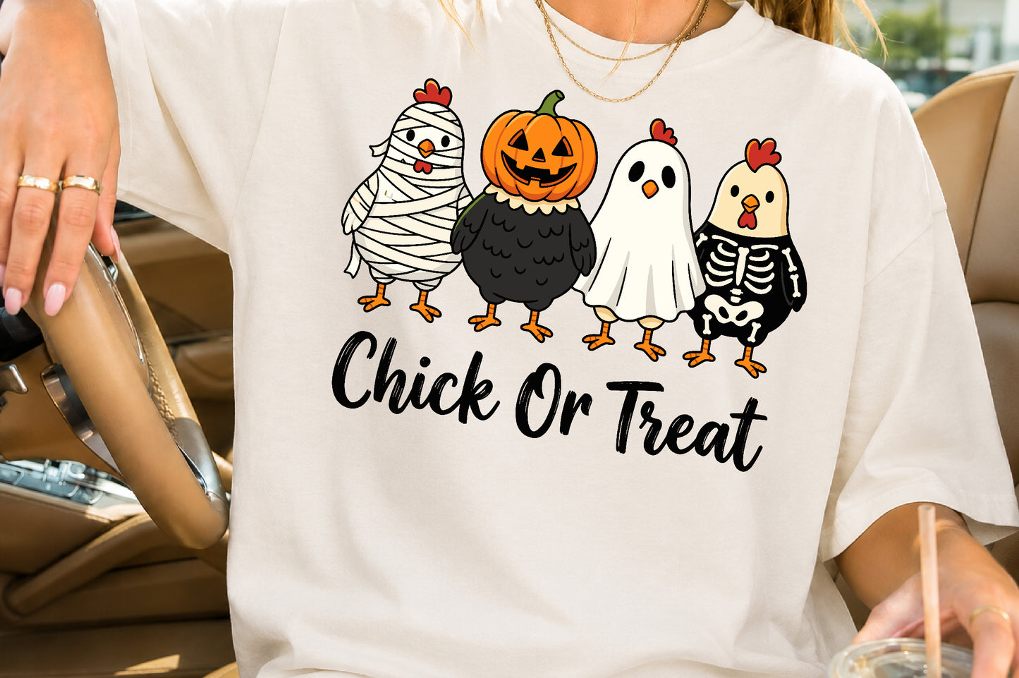 Chick Or Treat Halloween Chicken PNG Funny Sublimation Design