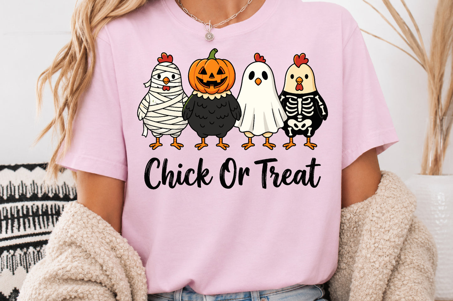 Chick Or Treat Halloween Chicken PNG Funny Sublimation Design