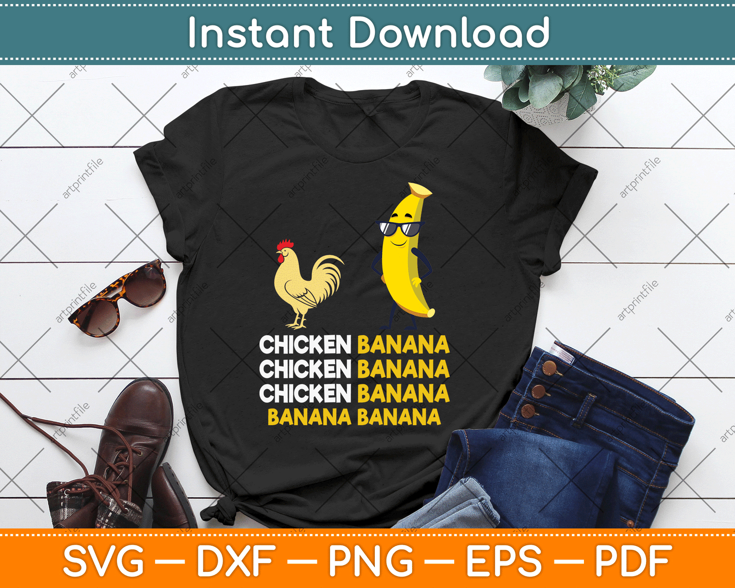 Chicken Banana Dance Funny SVG Digital Cutting File