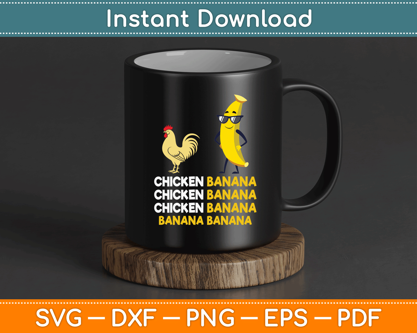 Chicken Banana Dance Funny SVG Digital Cutting File