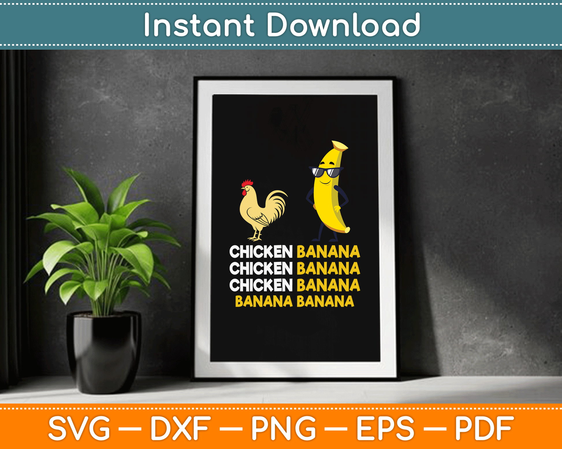 Chicken Banana Dance Funny SVG Digital Cutting File