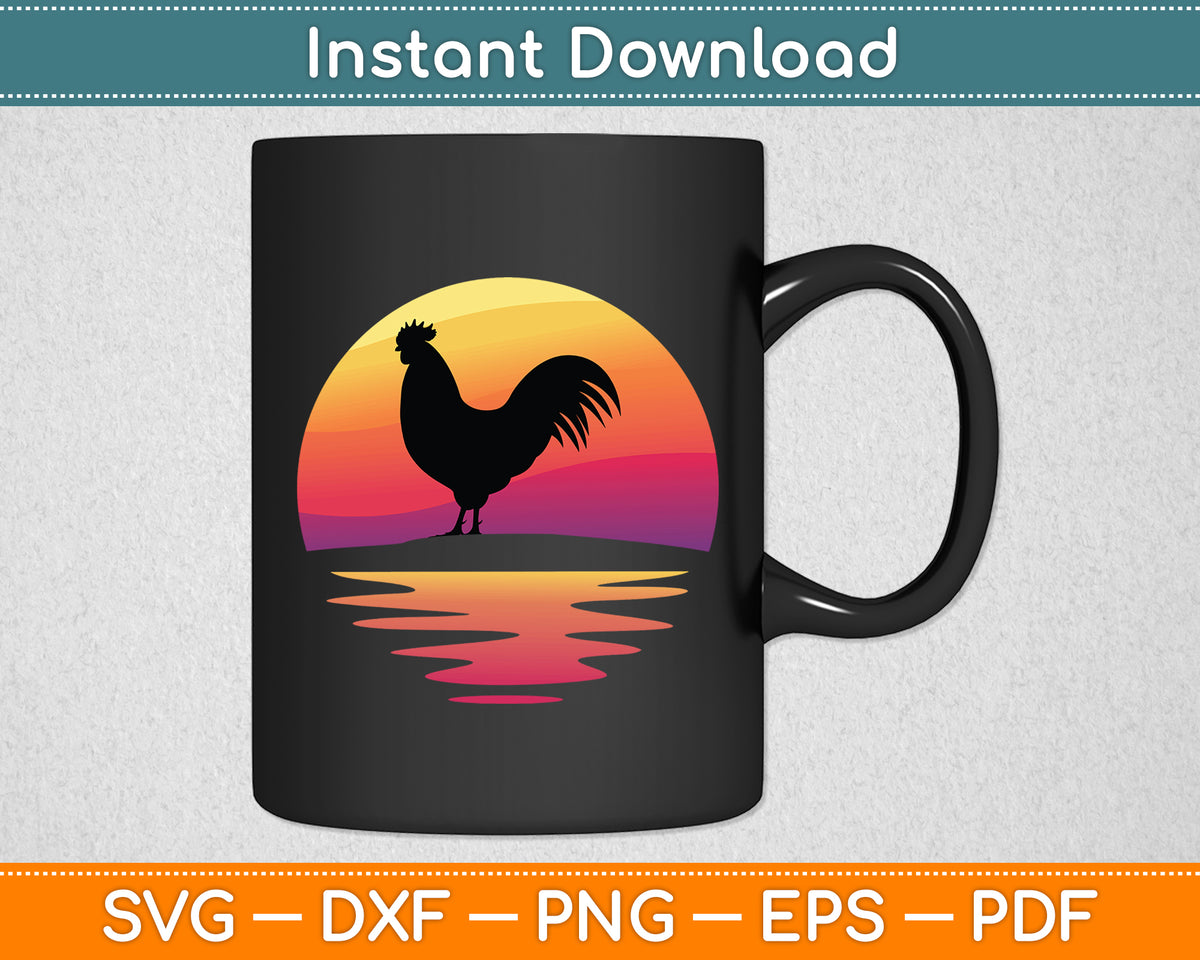 Chicken 70s Vintage Retro Sunset Chicken Svg Digital Cutting File