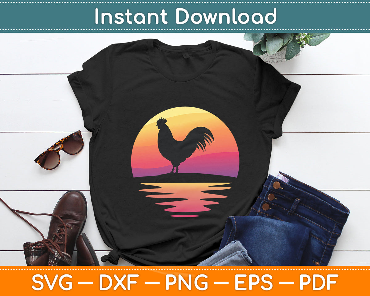 Chicken 70s Vintage Retro Sunset Chicken Svg Digital Cutting File