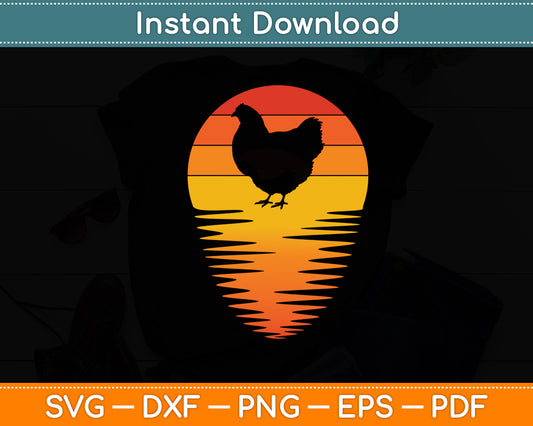 Chicken 70s Vintage Retro Sunset Chicken Svg Digital Cutting File