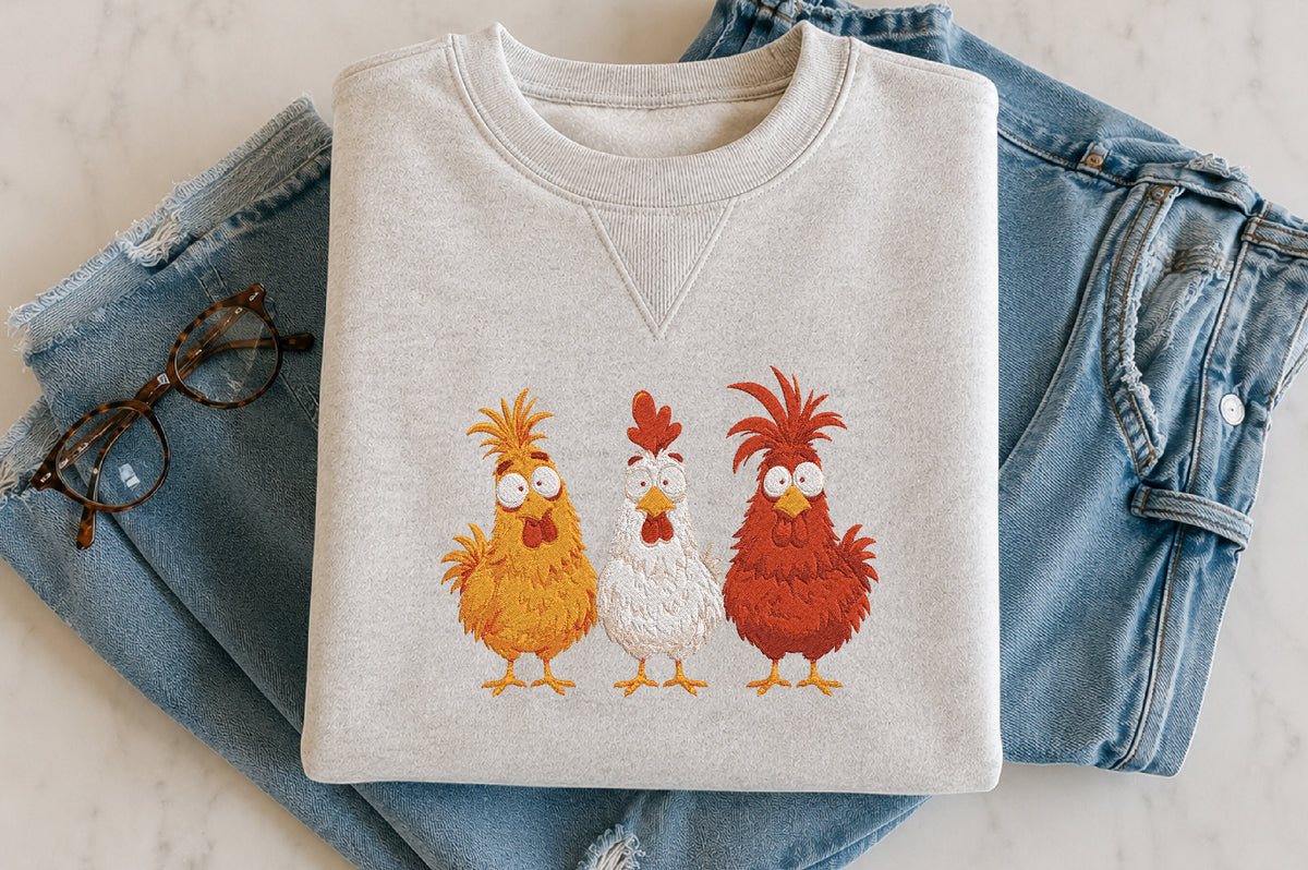 Chicken Embroidery Design – Cute Chicken Machine Embroidery Pattern, Farm Animal & Farmhouse Embroidery Design
