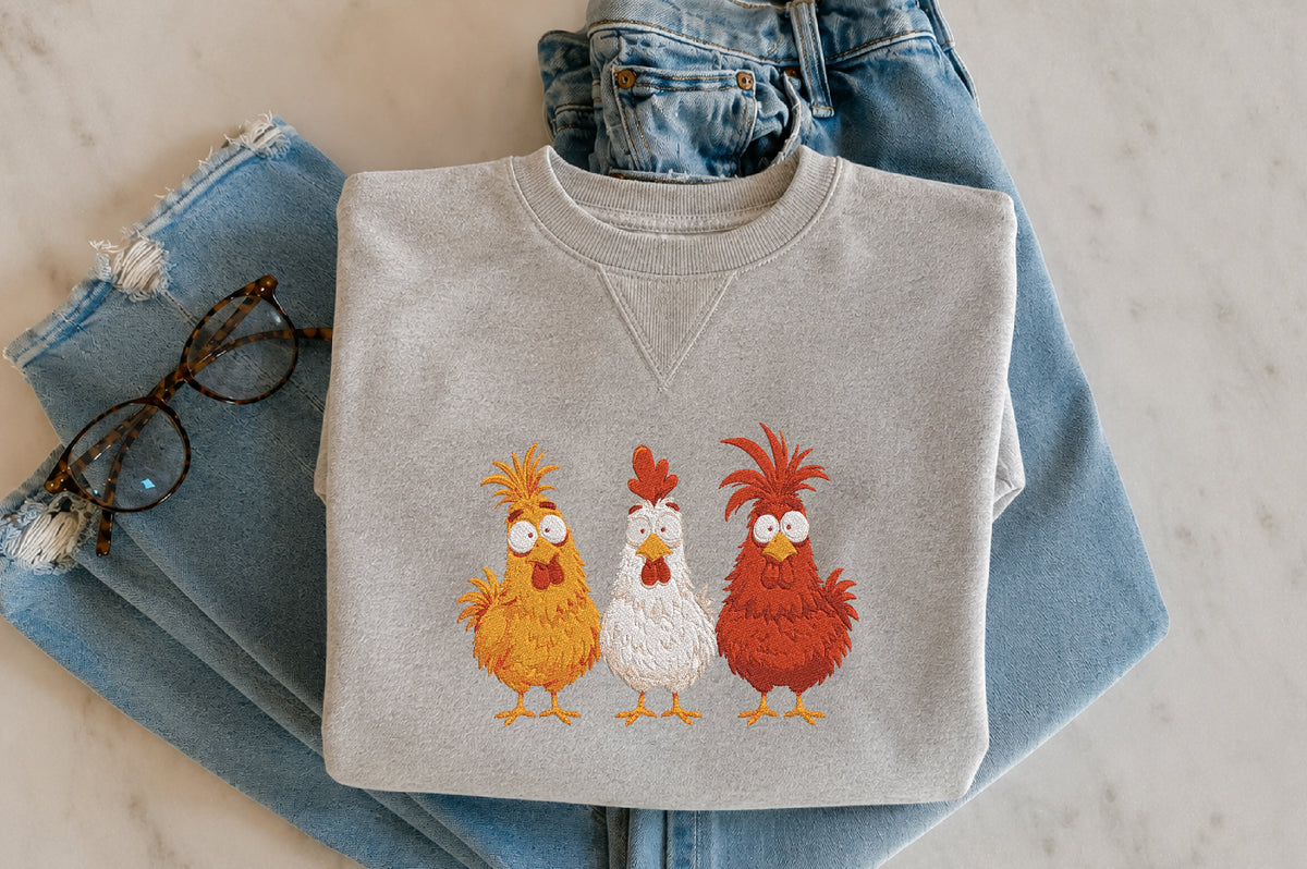 Chicken Embroidery Design – Cute Chicken Machine Embroidery Pattern, Farm Animal & Farmhouse Embroidery Design