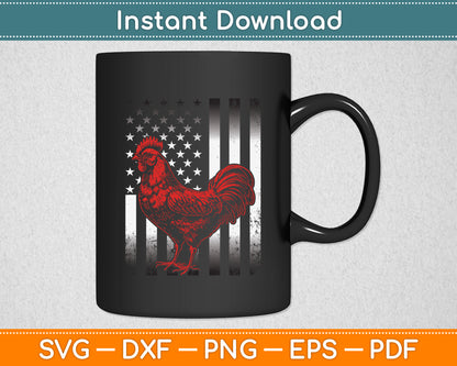 Chicken Farmer Cook Chicken USA Flag Svg Png Dxf Digital Cutting File