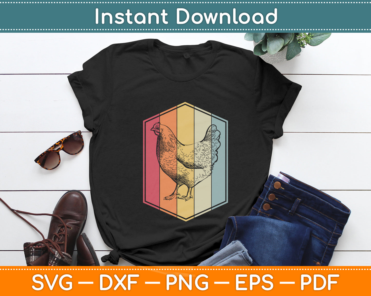 Chicken Retro Vintage Style Farmer Chicken Lover Svg Digital Cutting File