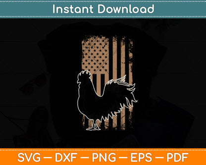 Chicken USA American Flag Rooster Svg Digital Cutting File