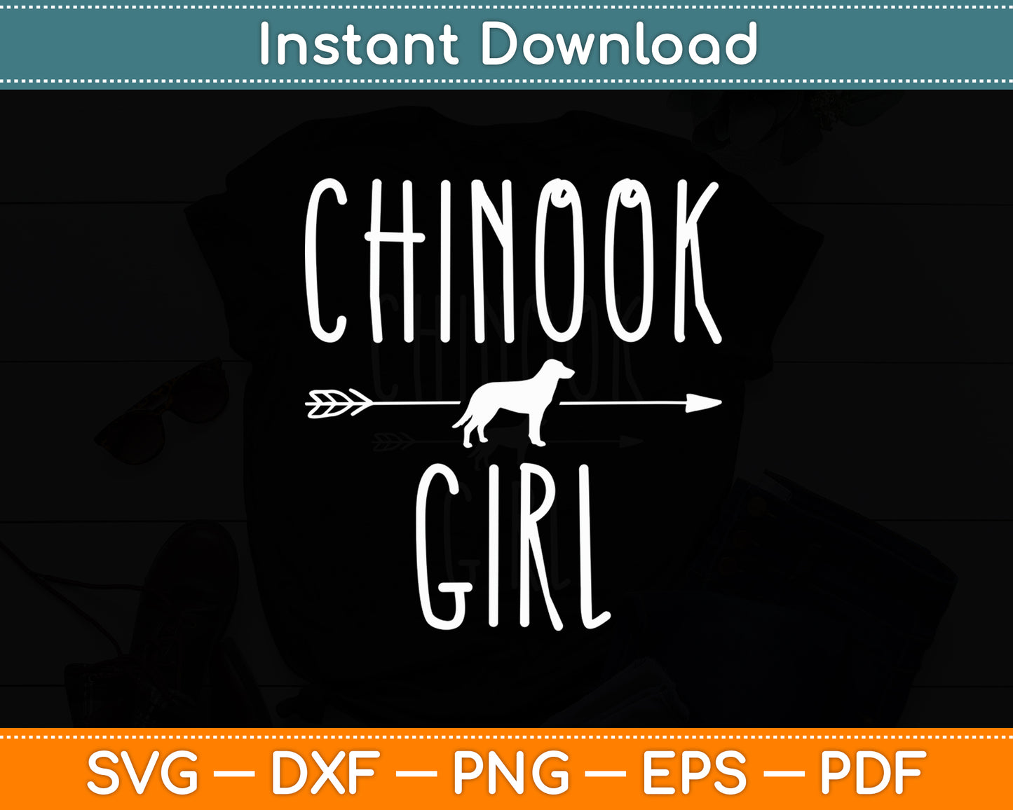 Chinook Girl Puppy Dog Pup Lover Svg Png Dxf Digital Cutting File