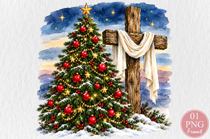 Christian Christmas Cross PNG