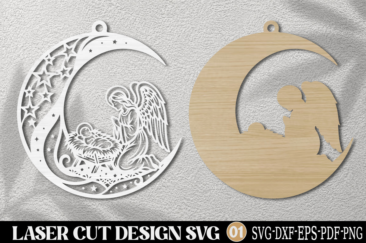 Christian Christmas Nativity Angel Ornament Laser Cut SVG
