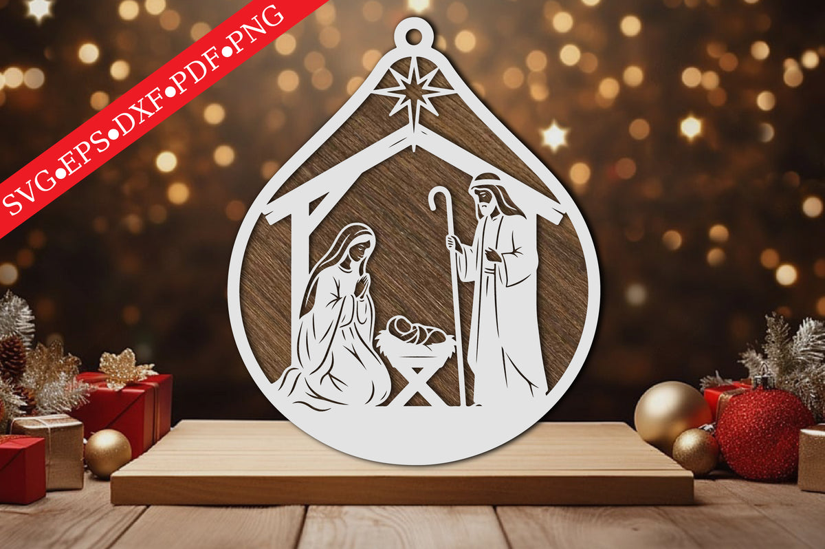Christian Christmas Nativity Ornament Laser Cut SVG