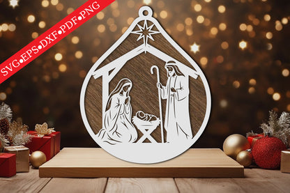 Christian Christmas Nativity Ornament Laser Cut SVG