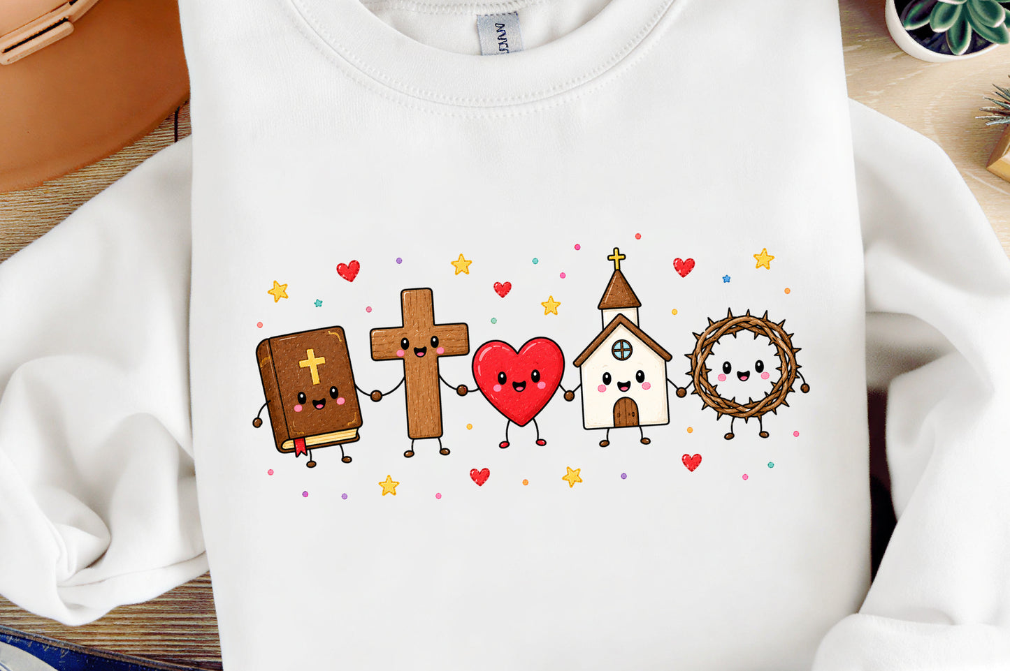 Christian Doodle Characters PNG Cute Bible Cross Church Faith Clipart