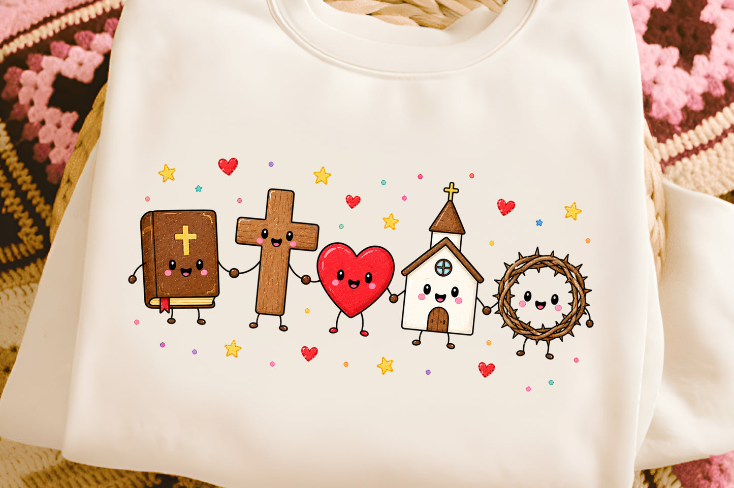 Christian Doodle Characters PNG Cute Bible Cross Church Faith Clipart