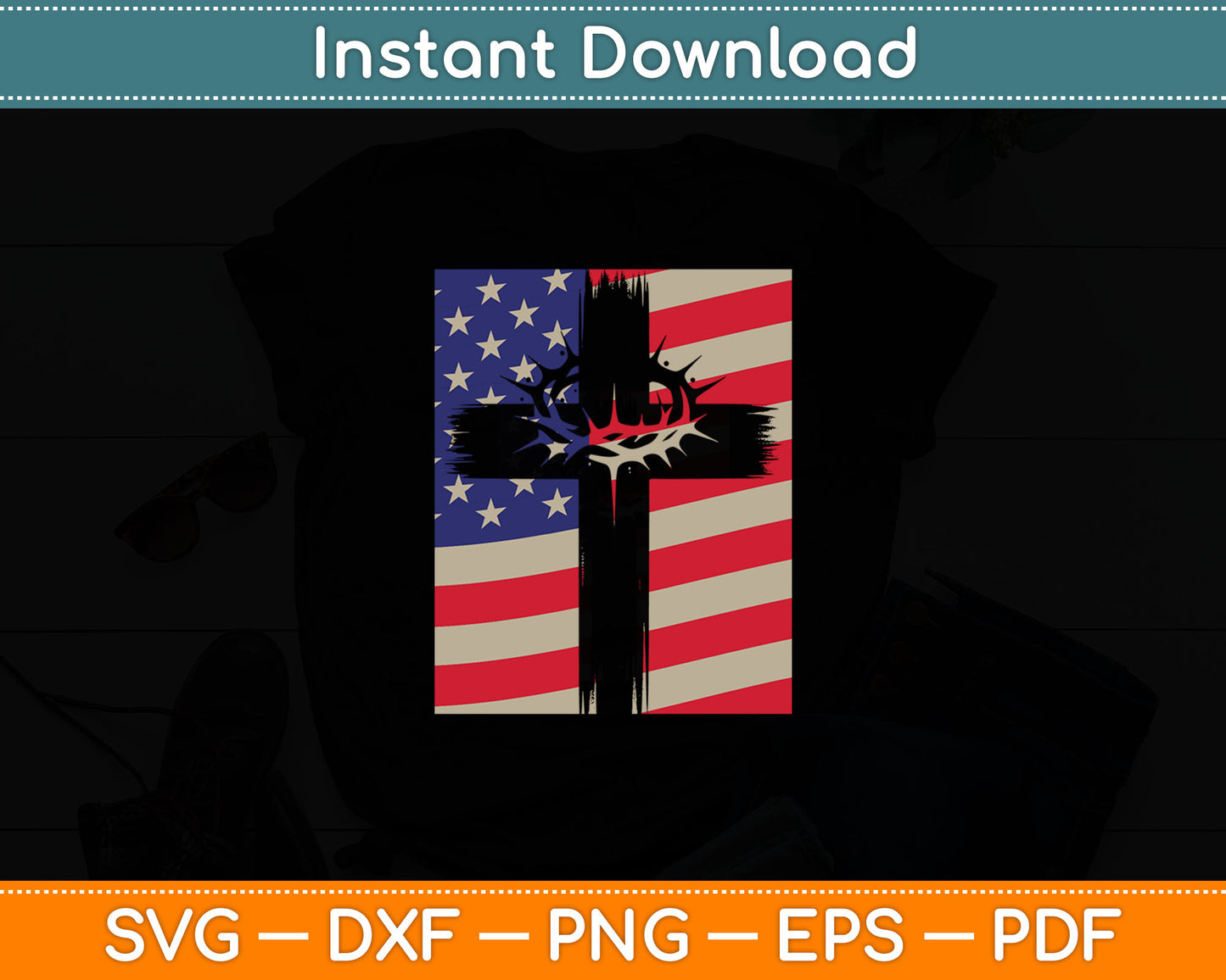Christian Patriotic USA Flag Svg Digital Cutting File