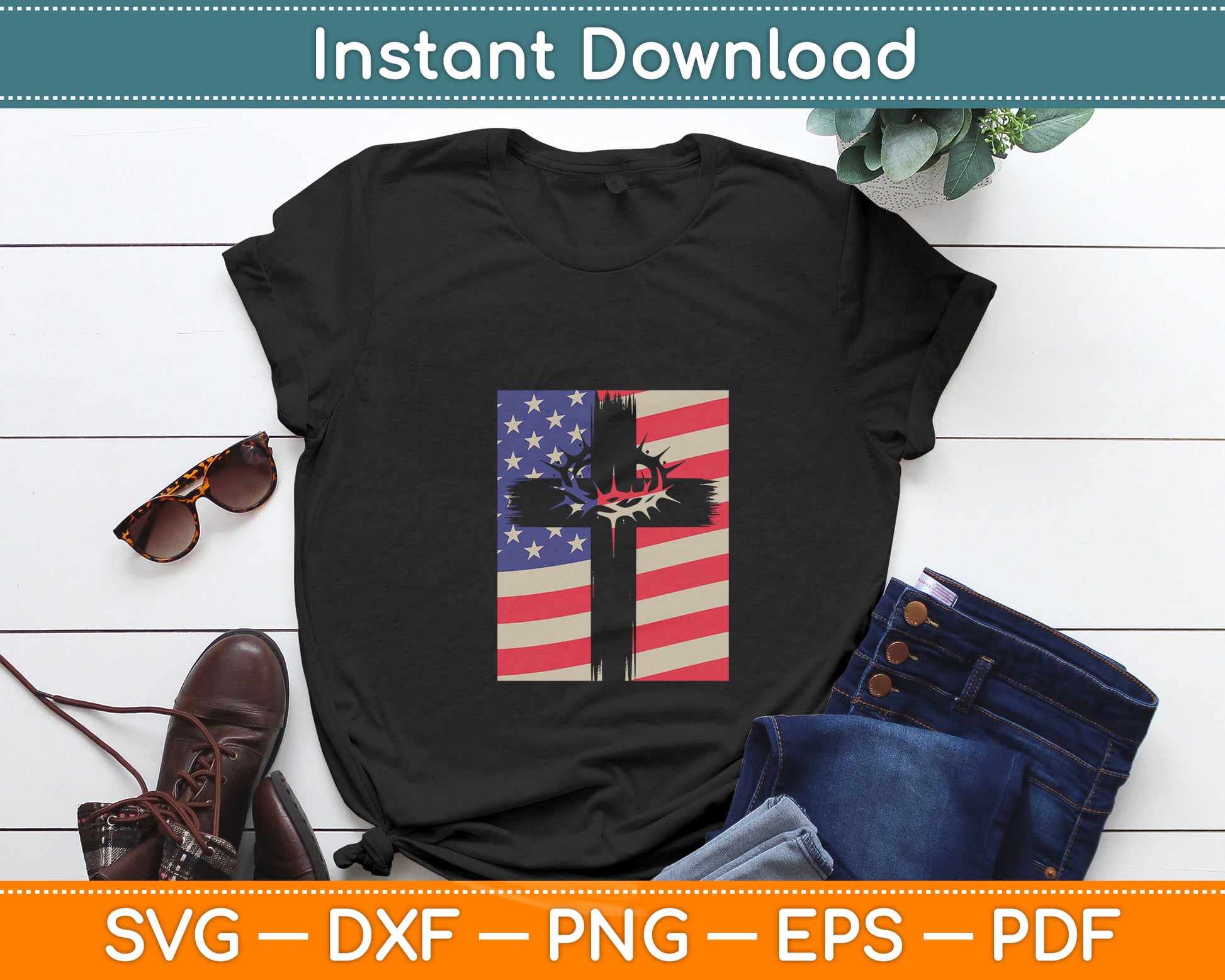 Christian Patriotic USA Flag Svg Digital Cutting File