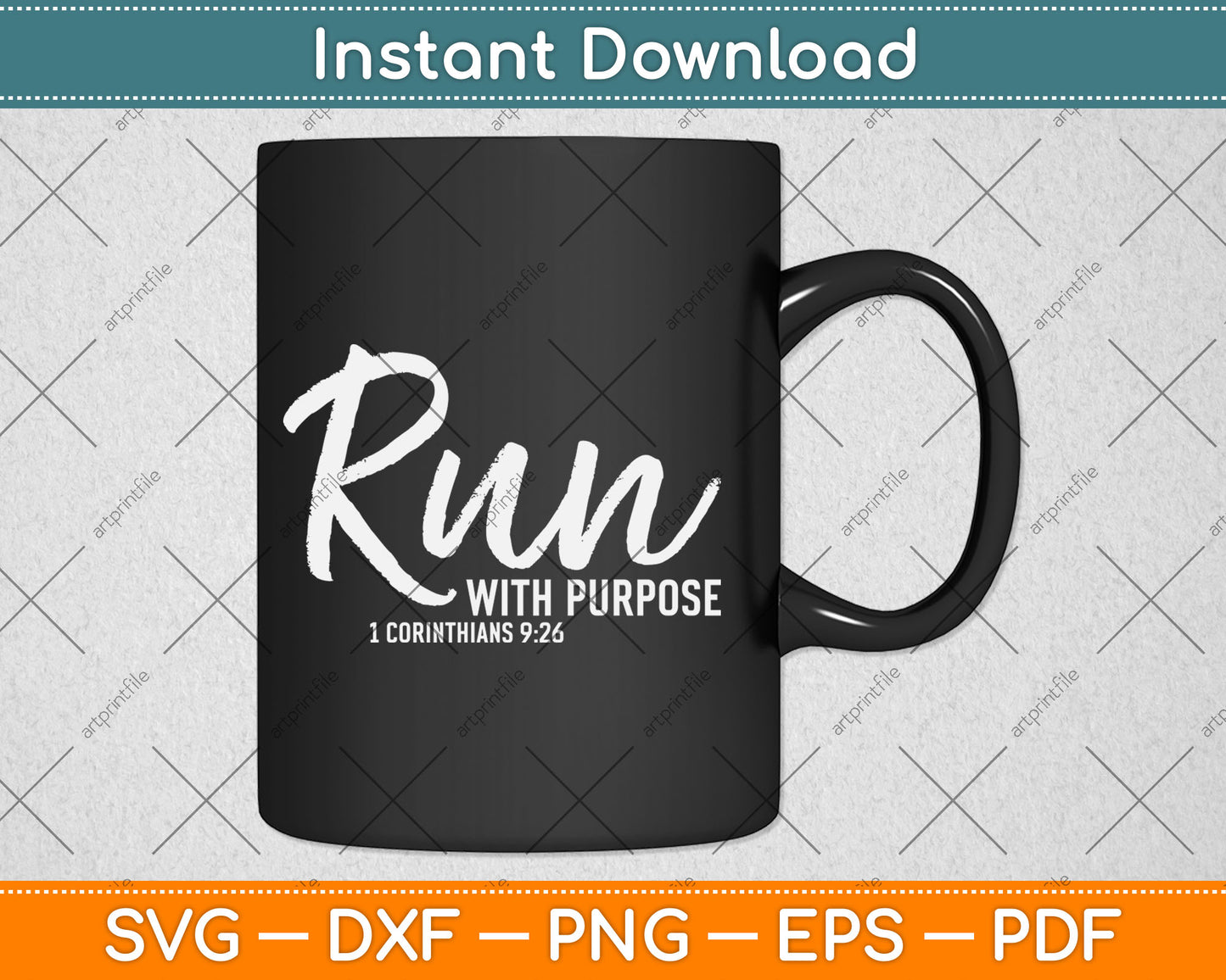 Christian Runner Gift Running Gear Run With Purpose Quote Svg Digital Cutting File