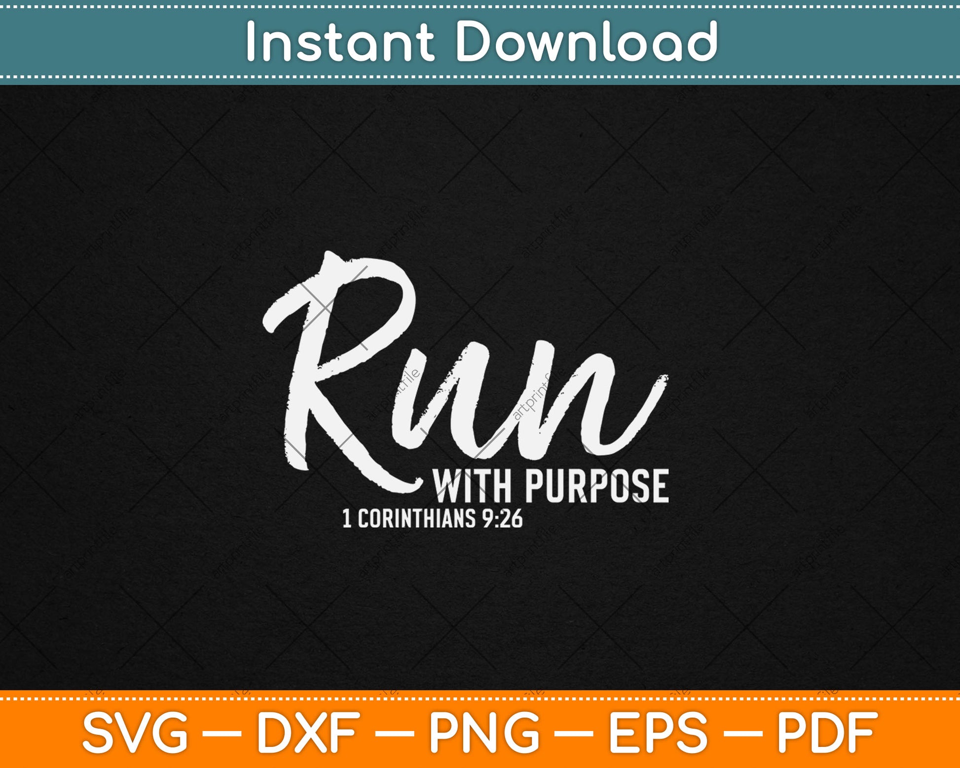 Christian Runner Gift Running Gear Run With Purpose Quote Svg Digital Cutting File