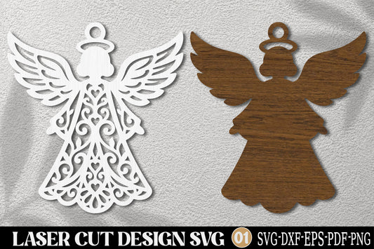 Christmas Angel Ornament Laser Cut SVG | Angel Wings