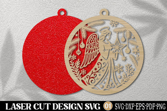 Christmas Angel Ornament Laser Cut SVG | Angel Christmas Ornament SVG